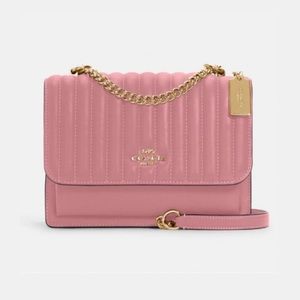 NWT! Coach Klare Crossbody Shoulder Bag Linear Quilting True Pink